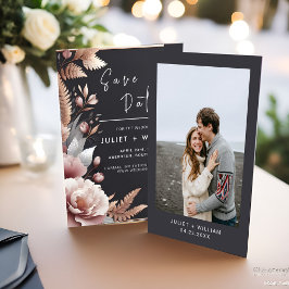 Pink Boho Peony Garden Dusty Rose Wedding Save The Date