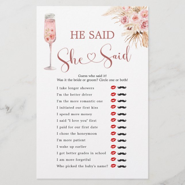 Pink Boho Petals und Prosecco sagte sie (Vorderseite)