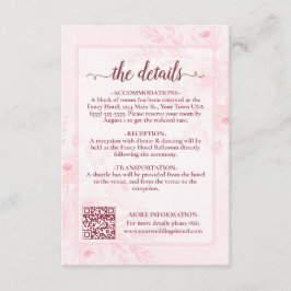 Pink Boho Pfingstrosen Hochzeitsdetails QR Code Begleitkarte