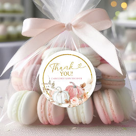 Pink Boho Pumpkin Baby Dusche Runder Aufkleber