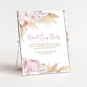 Pink Boho Pumpkin Baby Dusche Say Baby nicht Poster