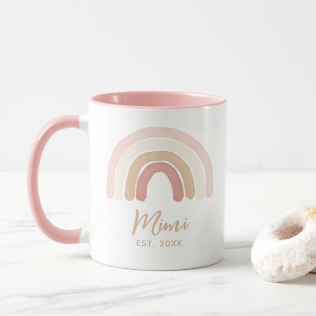 Pink Boho Rainbow Mimi etablierte Muttertag Tasse (Mit Donut)