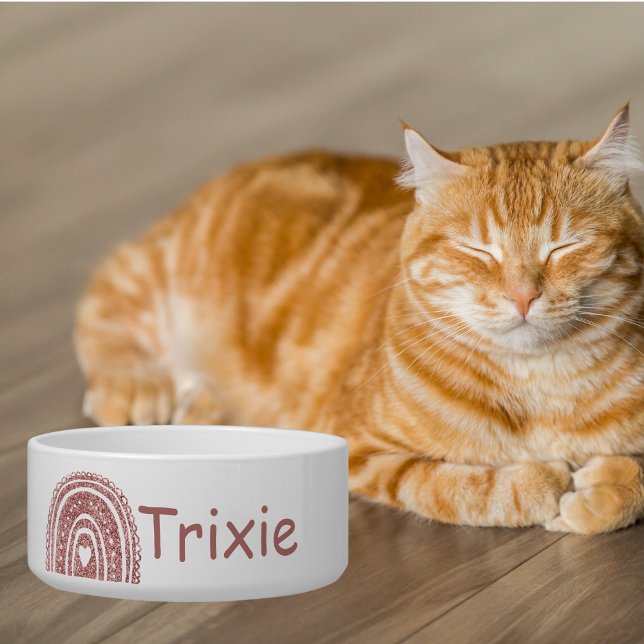 Pink Boho Rainbow Monogram Pet Fütternd Napf (Von Creator hochgeladen)