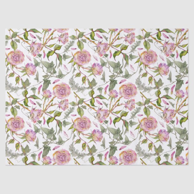 Pink Boho Rose Decoupage Seidenpapier (Vorderseite)