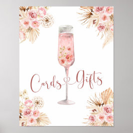 Pink Boho Rose Soiree Brautparty Karten Geschenke Poster