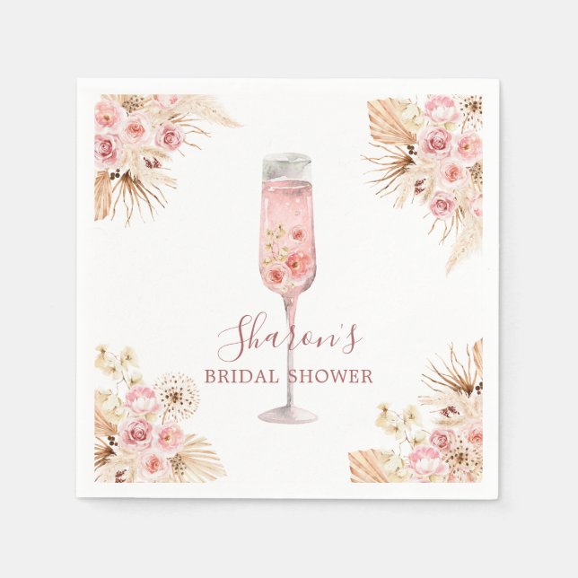 Pink Boho Rose Soiree Brautparty Paper Napkin Serviette (Vorderseite)