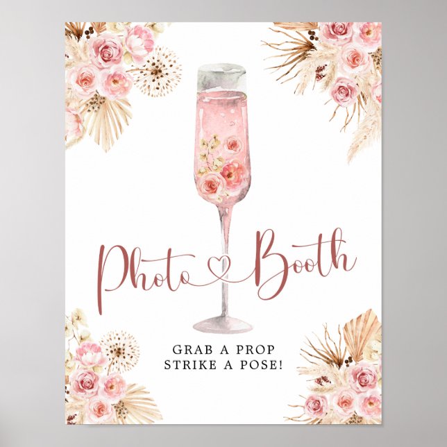 Pink Boho Rose Soiree Fotobooth Sign Poster (Vorne)