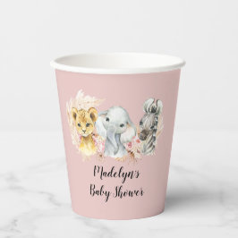 Pink Boho Safari Party Tiere Girals Paper Cup Pappbecher