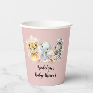 Pink Boho Safari Party Tiere Girals Paper Cup Pappbecher