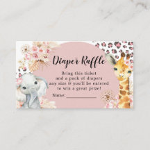 Pink Boho Safari Party Tiere Girl Diaper Raffel