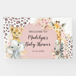 Pink Boho Safari Party Tiere Girl Grosses Banner