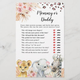 Pink Boho Safari Party Tiere Girl Mommy oder Daddy