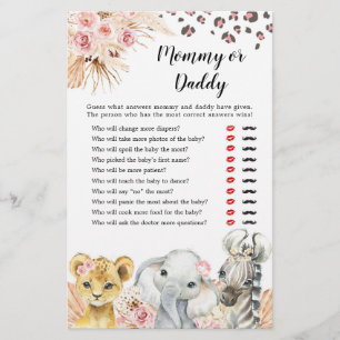 Pink Boho Safari Party Tiere Girl Mommy oder Daddy