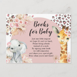 Pink Boho Safari Party Tiere Girls Books for Baby Einladungspostkarte