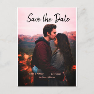 Pink boho Save the Date QR Website-Namen phot hinz Postkarte