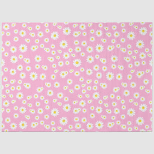 Pink Boho Spring Daisies Pattern Seidenpapier
