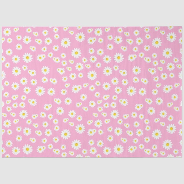 Pink Boho Spring Daisies Pattern Seidenpapier (Vorderseite)