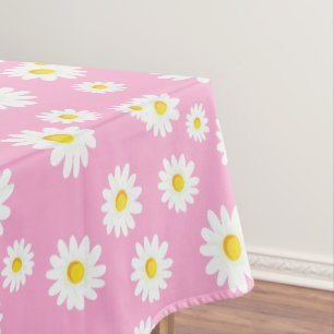 Pink Boho Spring Daisies Pattern Tischdecke