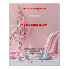 Pink Boho Spring Nature Foto Babydusche Poster