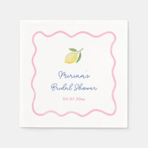 Pink Boho Squiggle Border Lemons Brautparty Serviette