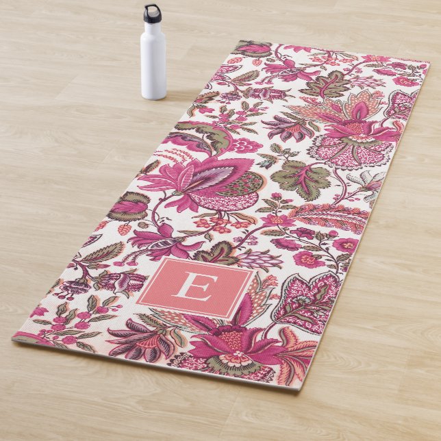 Pink Boho Vintag Floral Monogramm Yogamatte (Beispiel)