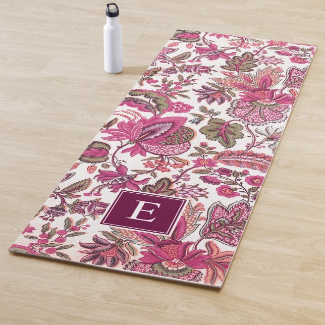 Pink Boho Vintag Floral Monogramm Yogamatte (Beispiel)