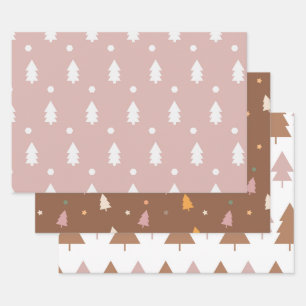 Pink Boho Weihnachtsbaum Wrapping Paper Sheets Geschenkpapier Set