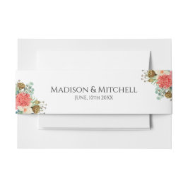 Pink Boho Wildblume Watercolor Bouquet Wedding Einladungsbanderole