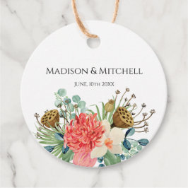 Pink Boho Wildblume Watercolor Bouquet Wedding Geschenkanhänger