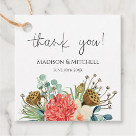 Pink Boho Wildblume Watercolor Bouquet Wedding Geschenkanhänger