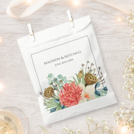 Pink Boho Wildblume Watercolor Bouquet Wedding Geschenktütchen