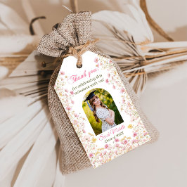 Pink Boho Wildflowers Graduation Party Geschenkanhänger