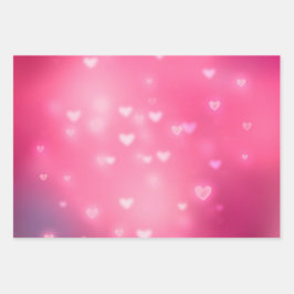 Pink Bokeh Hearts Unicorn Geburtstag Geschenkpapier Set