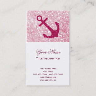 Pink Bokeh Nautical Glitzer Anchor Visitenkarte