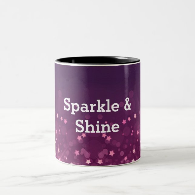 Pink Bokeh Stars Kaffeetasse (Mittel)