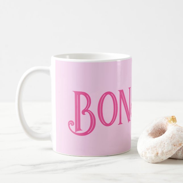 Pink Bonjour Pastel Pink Tasse (Mit Donut)
