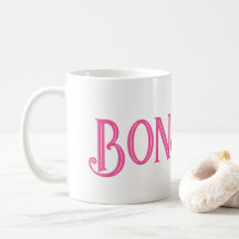 Pink Bonjour Tasse