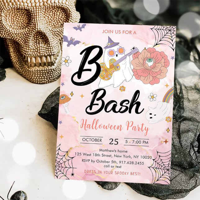 Pink Boo Bash Halloween-Party Einladung (Von Creator hochgeladen)