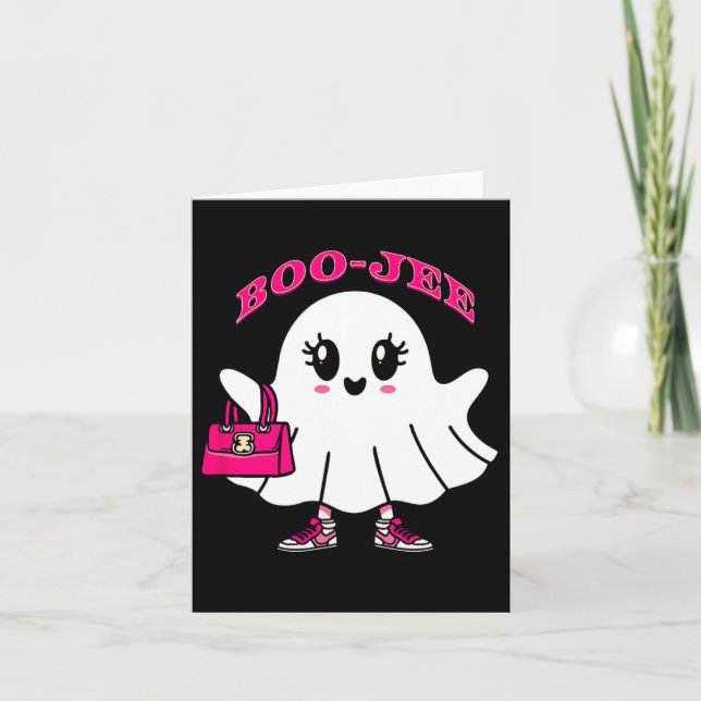 Pink Boo-jee Funny Ghost Halloween Karte (Vorderseite)