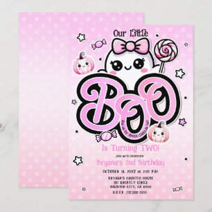 Pink BOO Kleiner Geist Halloween-Geburtstagsfeier Einladung