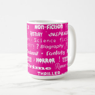 Pink Book Genres Muster Bookworm Kaffeetasse