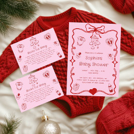 Pink “Books for Baby” Baby Shower Begleitkarte