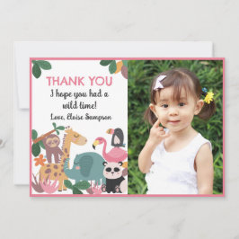 Pink Born Two Be Wild Flat Thank You Card Dankeskarte