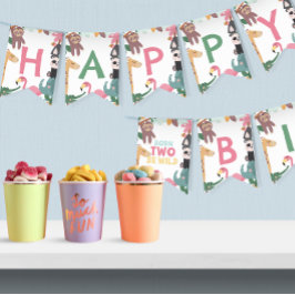 Pink Born Two Be Wild Geburtstag Wimpelkette