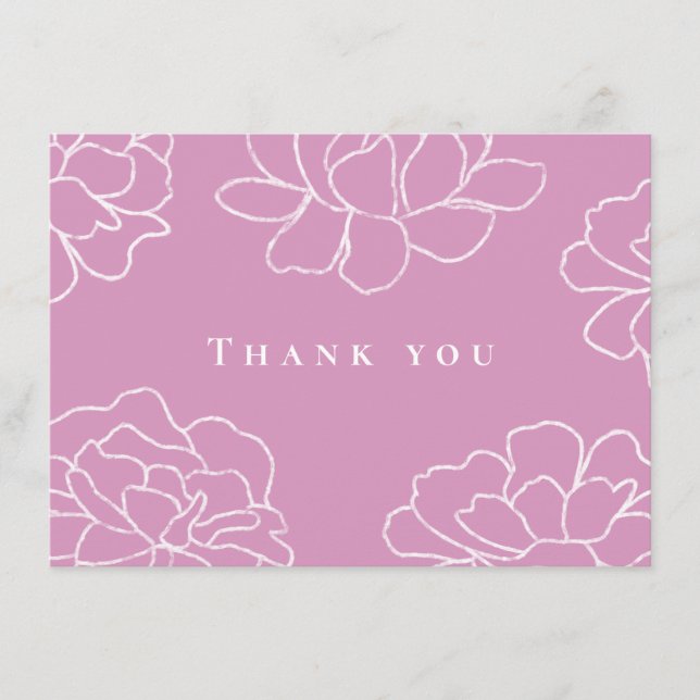 Pink Botanical Modern Wedding Thank You Card Einladung (Vorderseite)