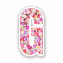 Pink Botanical Monogram Floral Letter G Initial Aufkleber