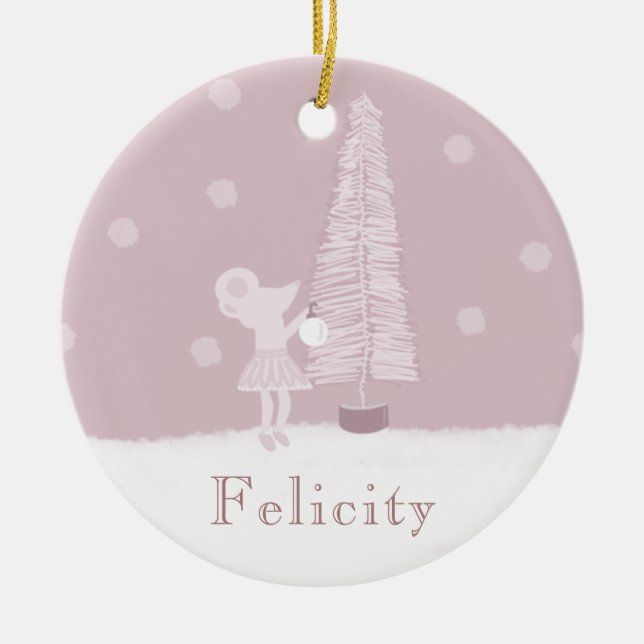 Pink Bottlebrush Tree Girls Keramik Ornament (Vorne)