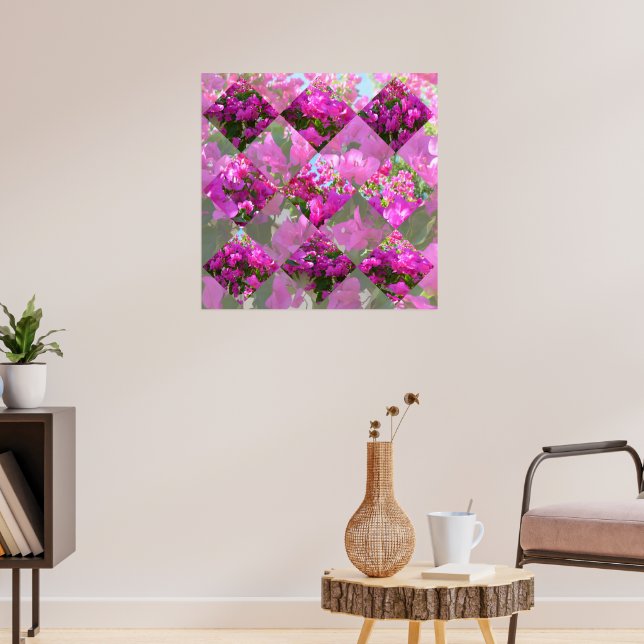 Pink Bougainvillea Blume Diamond Cut Design, Poster (Wohnzimmer 3)
