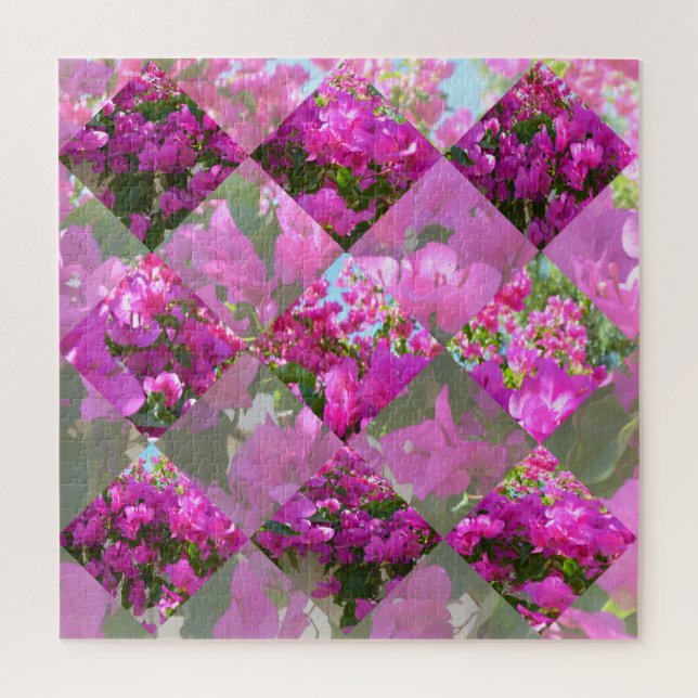 Pink Bougainvillea Blume Diamond Cut Design, Puzzle (Vertikal)