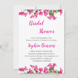 Pink Bougainvillea Floral Bridal Shower Invitation Einladung